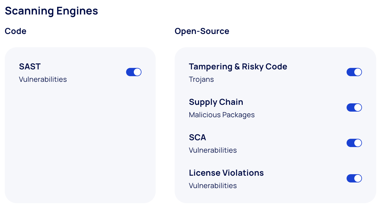 Screenshot showing the License Violations toggle