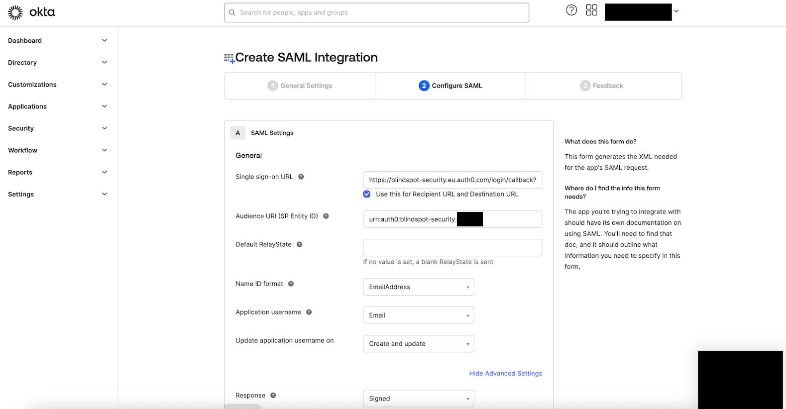 General SAML Settings